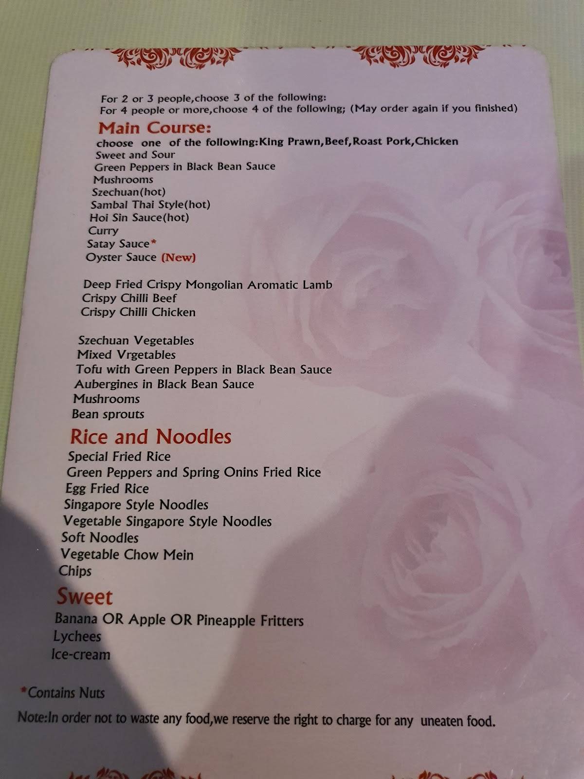 Menu at Lotus Lounge fast food, Alfreton