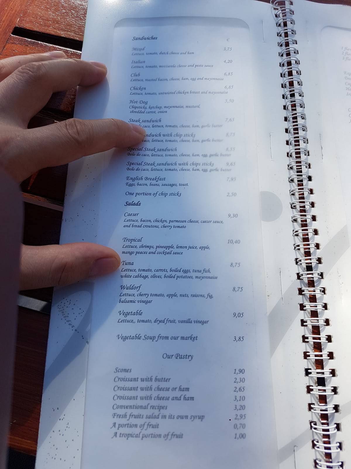 Menu at Magic Tea House cafe, Funchal