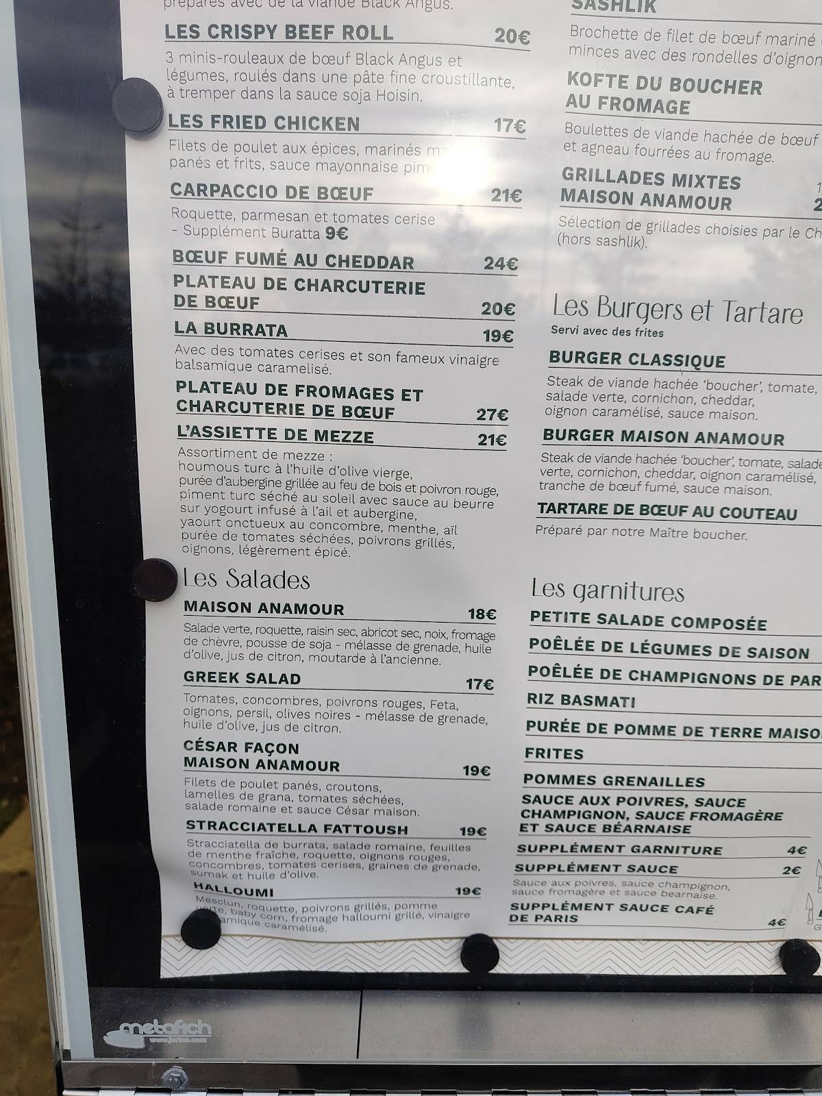 Maison Anamour Menu Prix