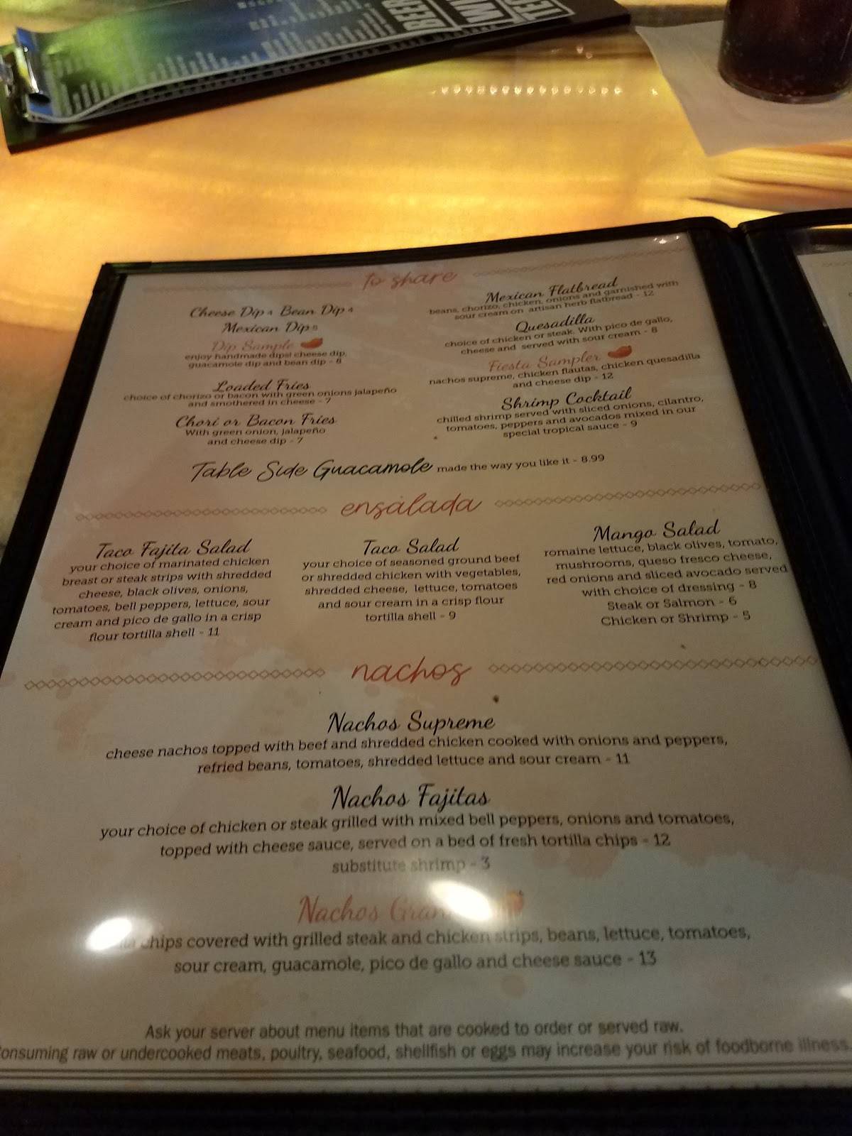 Menu at Mango's Tequila Bar, Alpena