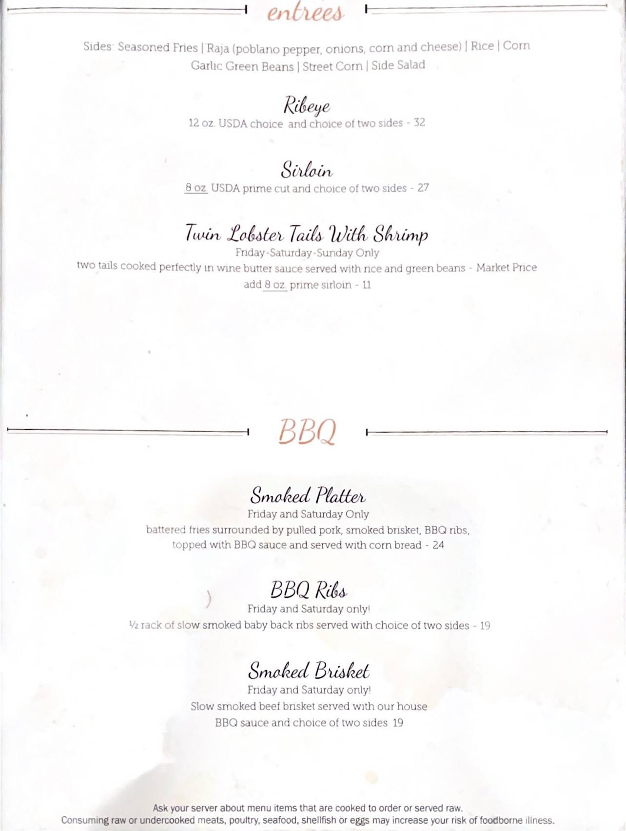 Menu at Mango's Tequila Bar, Alpena