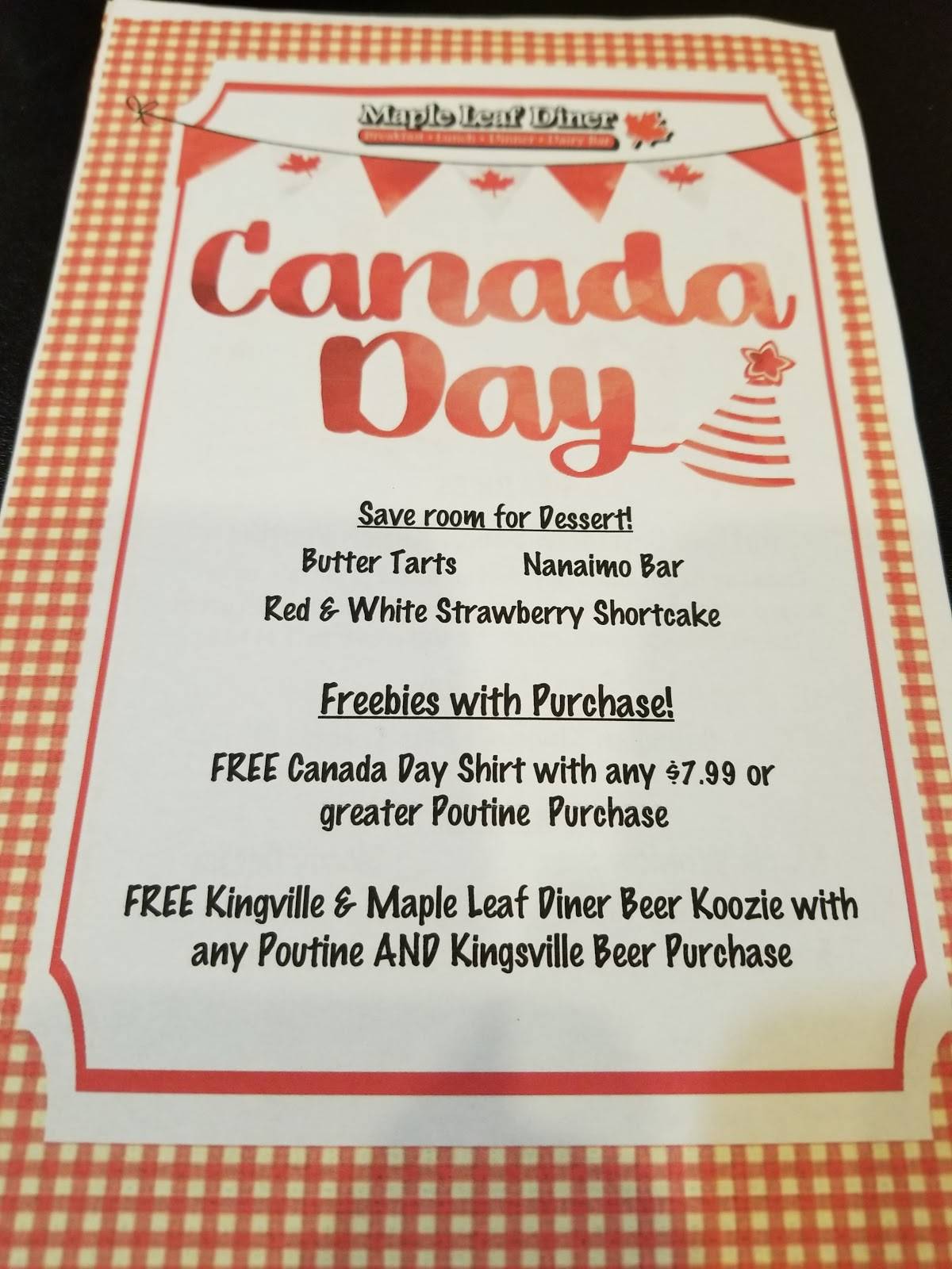 Menu at Maple Leaf Diner restaurant, Dallas