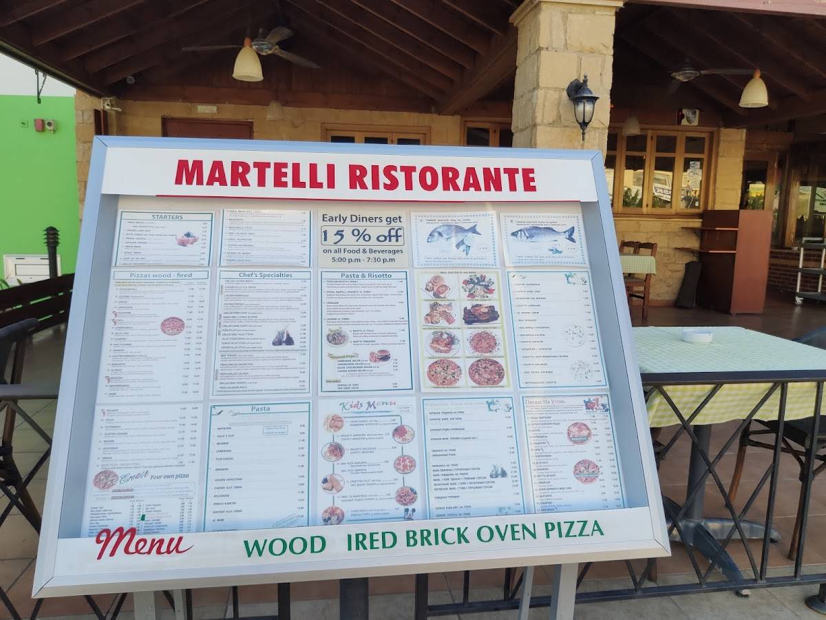Menu at Martelli Pizza Italian Restaurant, Paphos