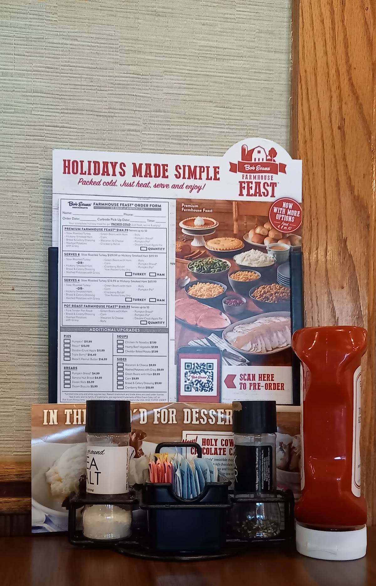 Menu at Bob Evans restaurant, Massillon
