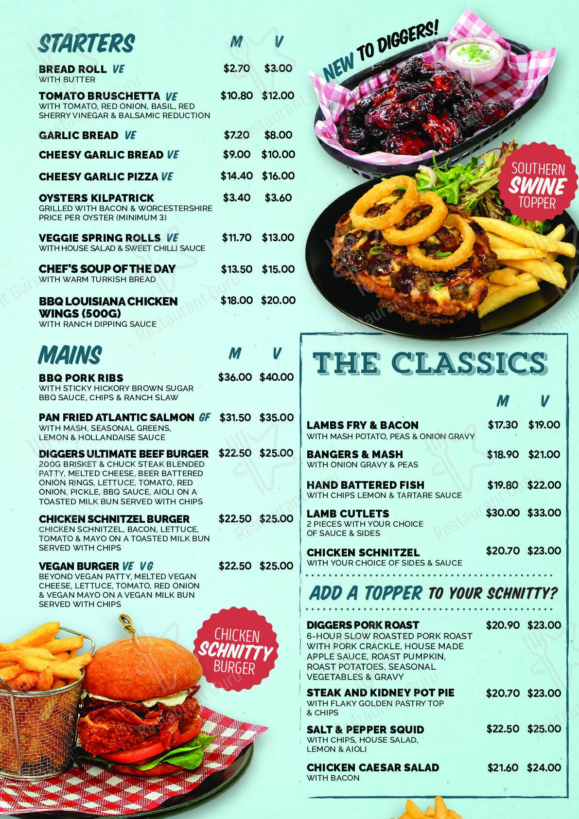 Menu at Orange ExServices' Club, Orange