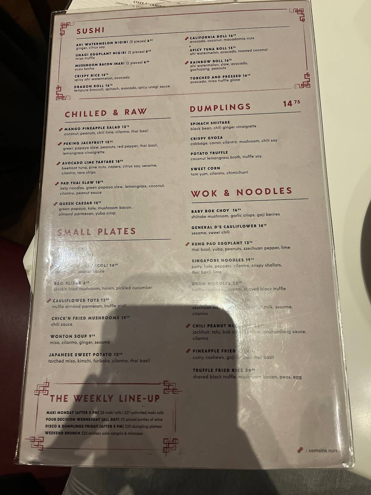 Menu au PLANTA Queen restaurant, Toronto, 180 Queen St W