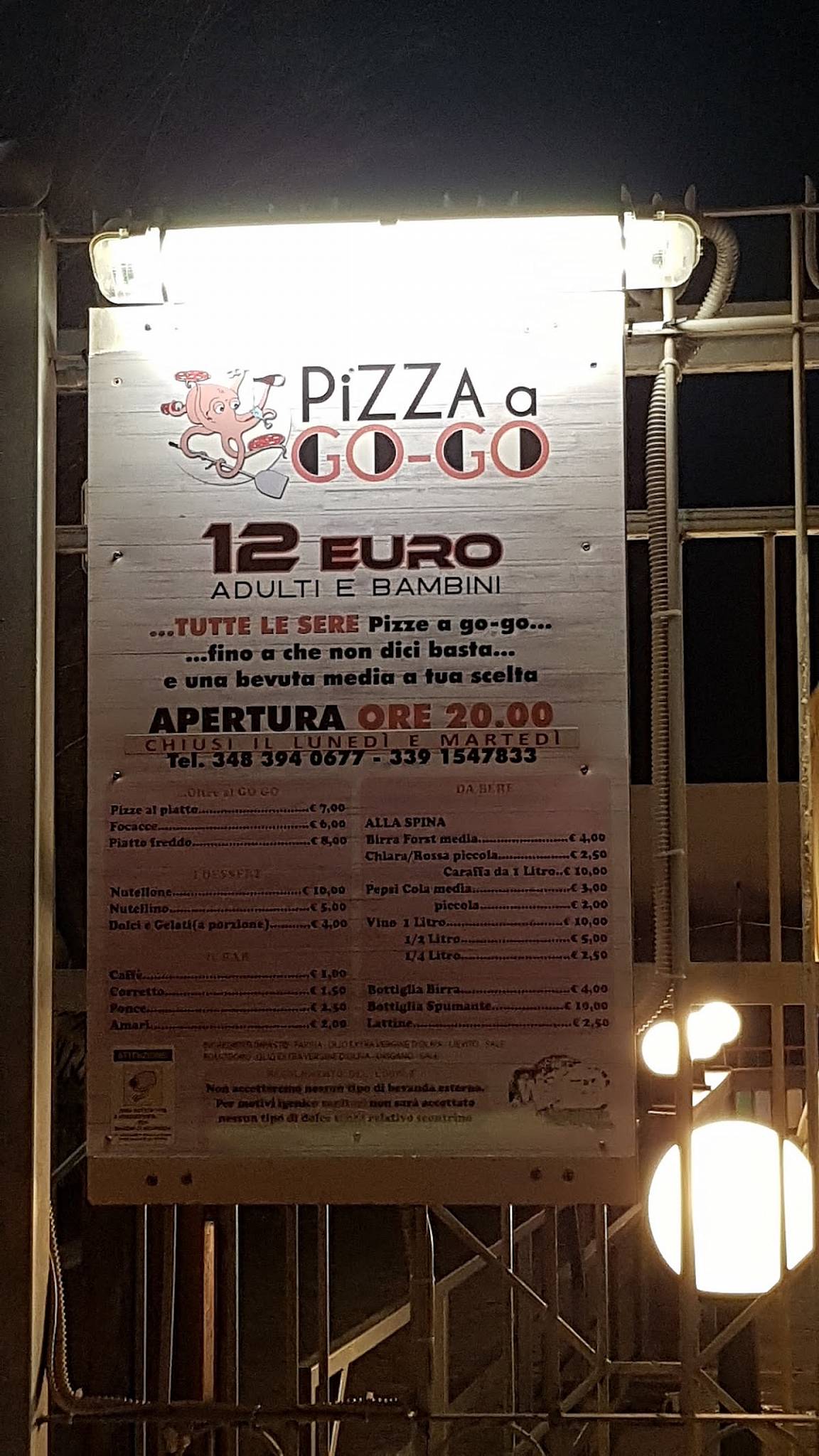 Menu da Pizza a GoGo ristorante, Livorno