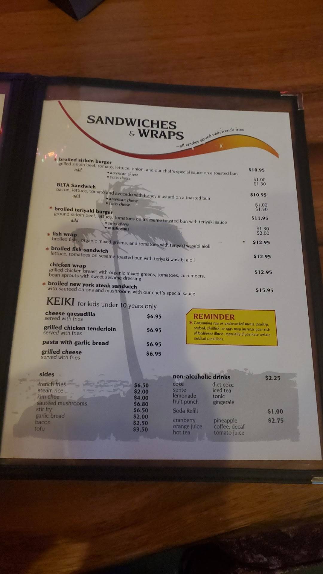 Menu at Port Allen Sunset Grill & Bar, Eleele