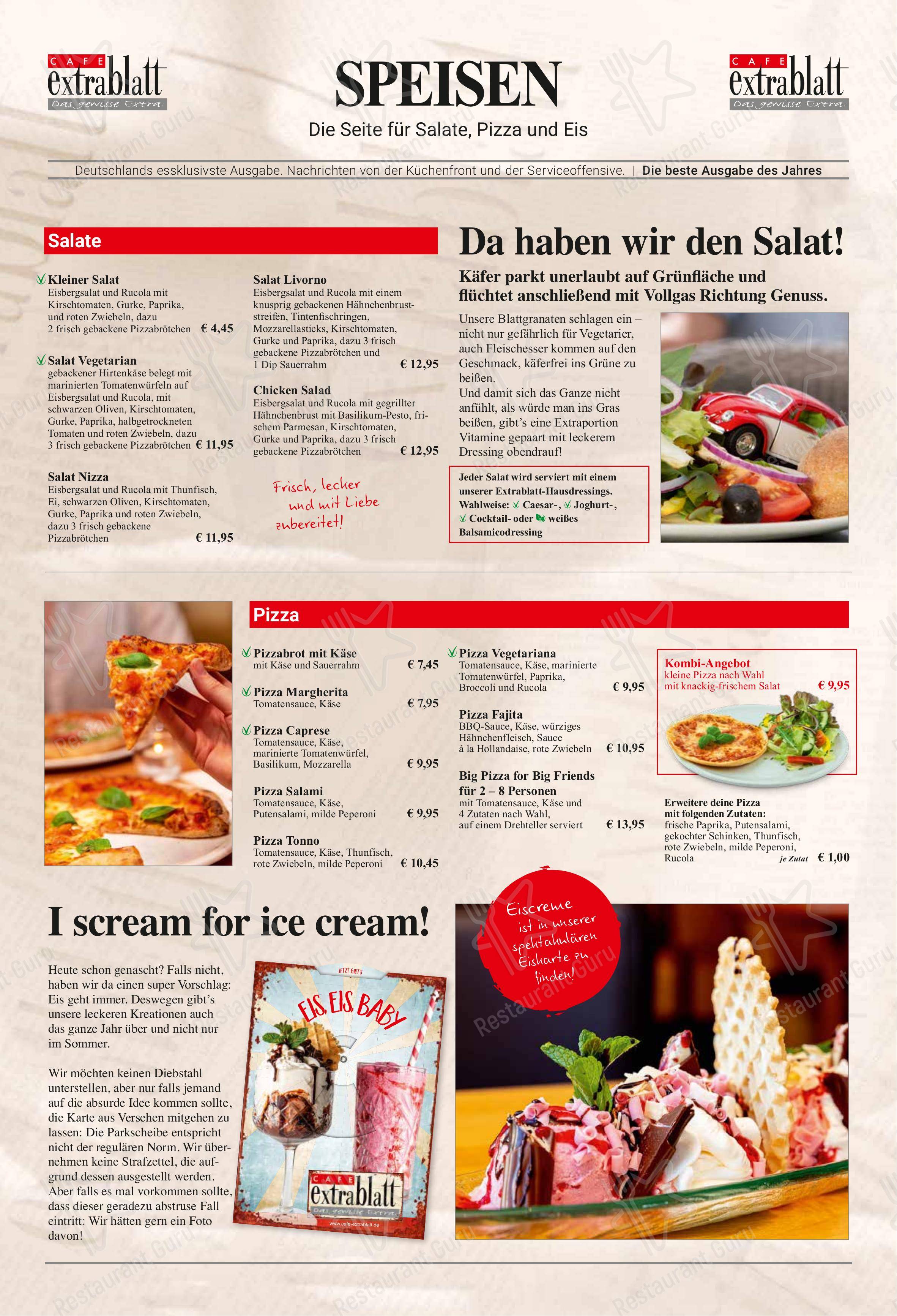 Speisekarte von Cafe Extrablatt Ulm, Ulm