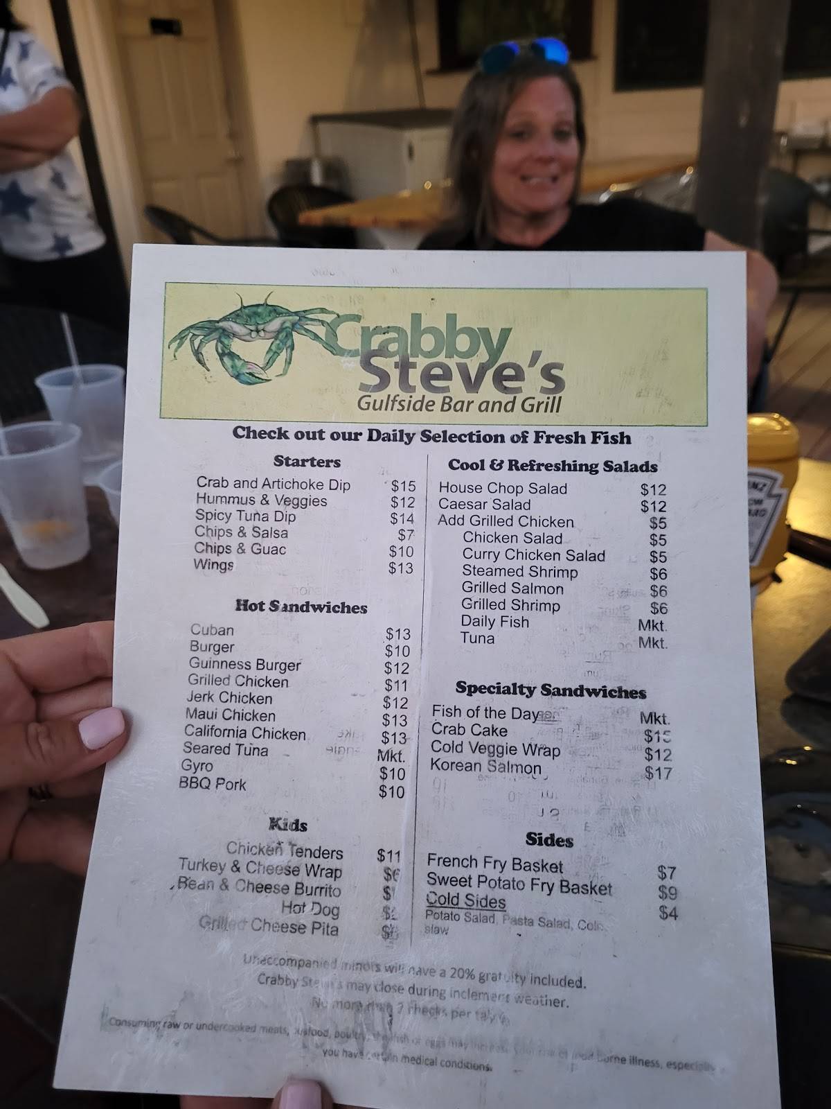 Menu at Crabby Steves Highpointe pub & bar, Rosemary Beach