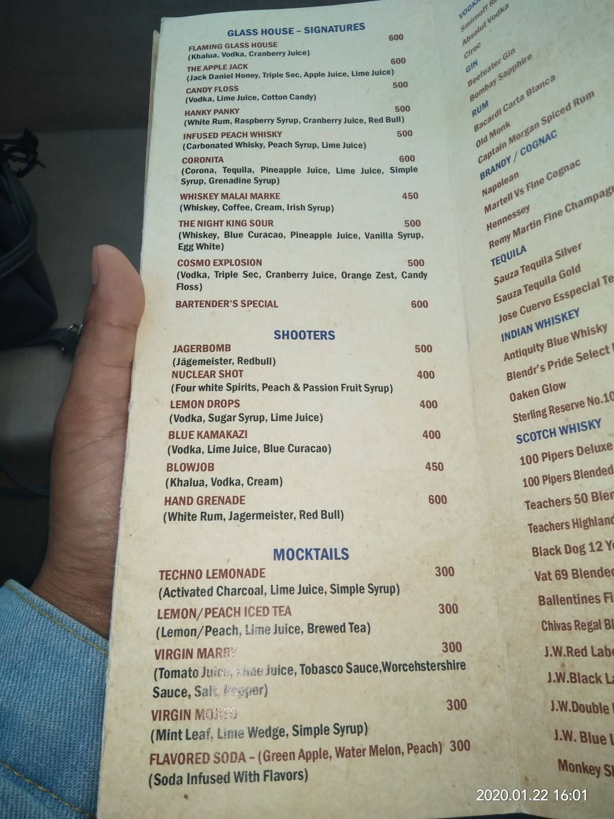 Menu at Glass House Grill & Bar, Shillong