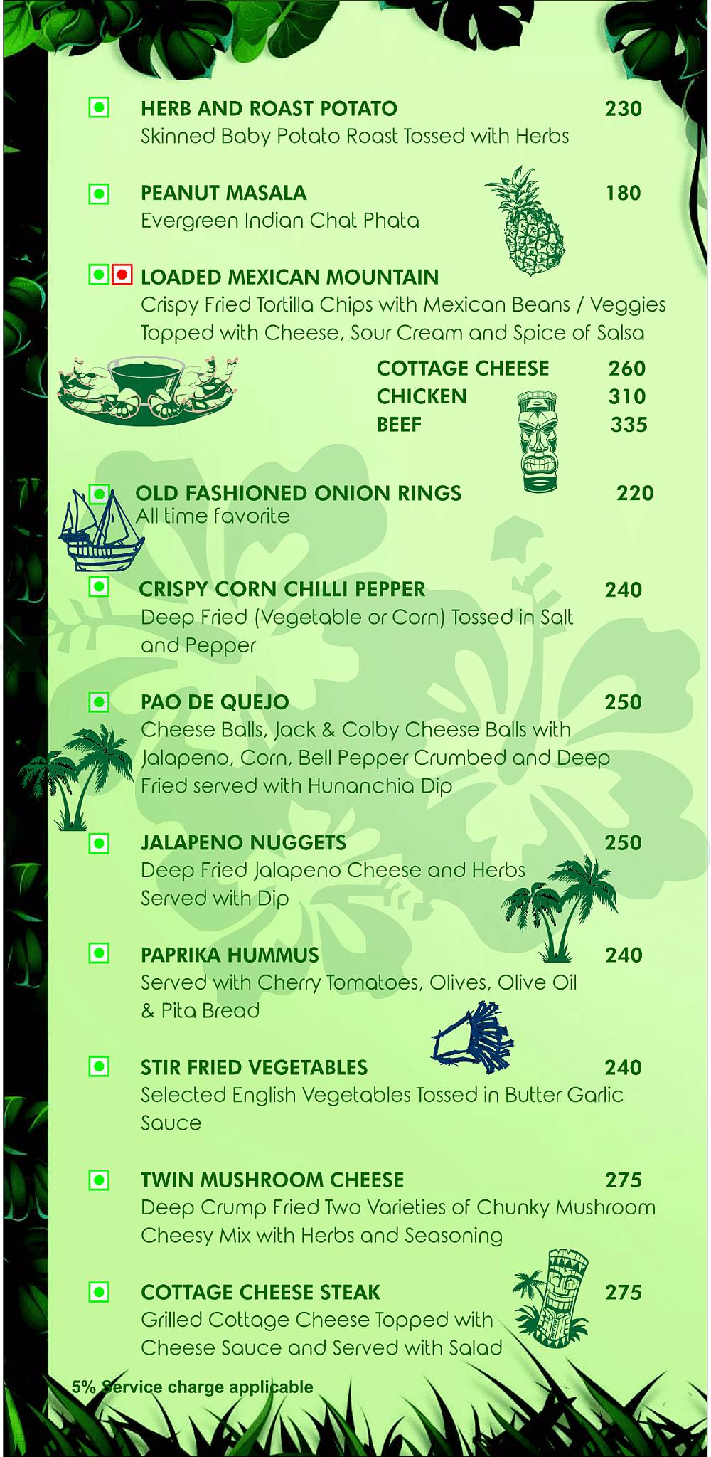 Menu at Lono Tropical Lounge, Bengaluru