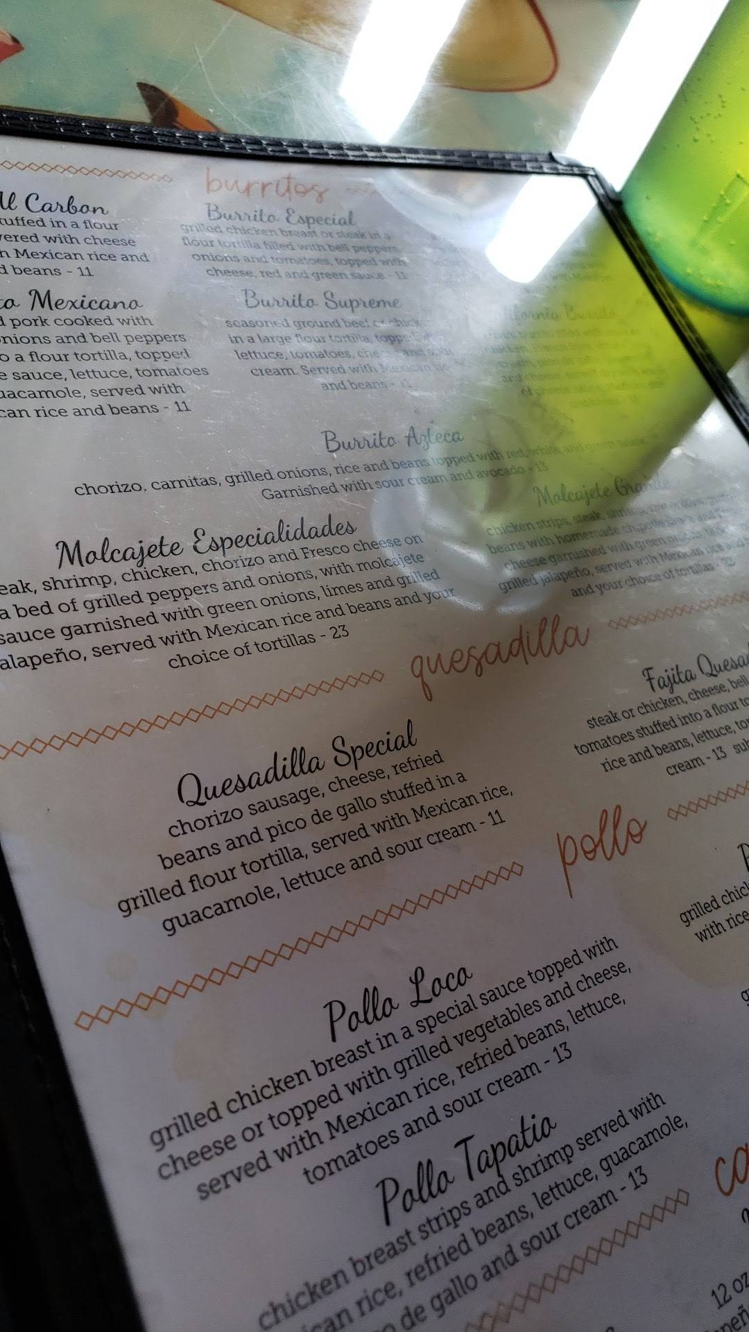Menu at Mangos Mexican Cuisine and Tequila Bar, East Tawas