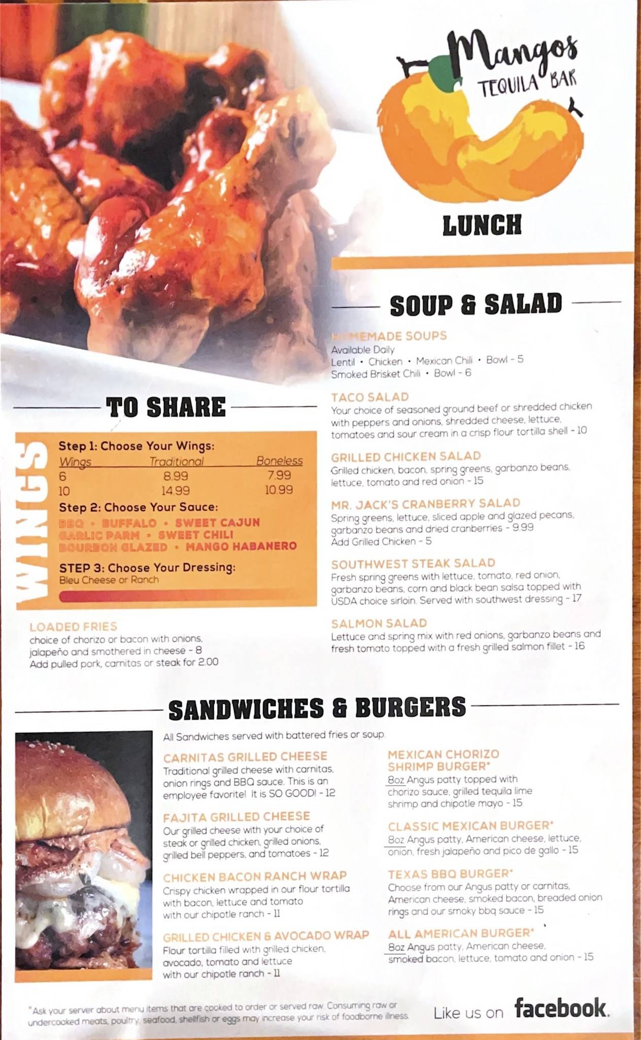 Menu at Mango's Tequila Bar, Alpena