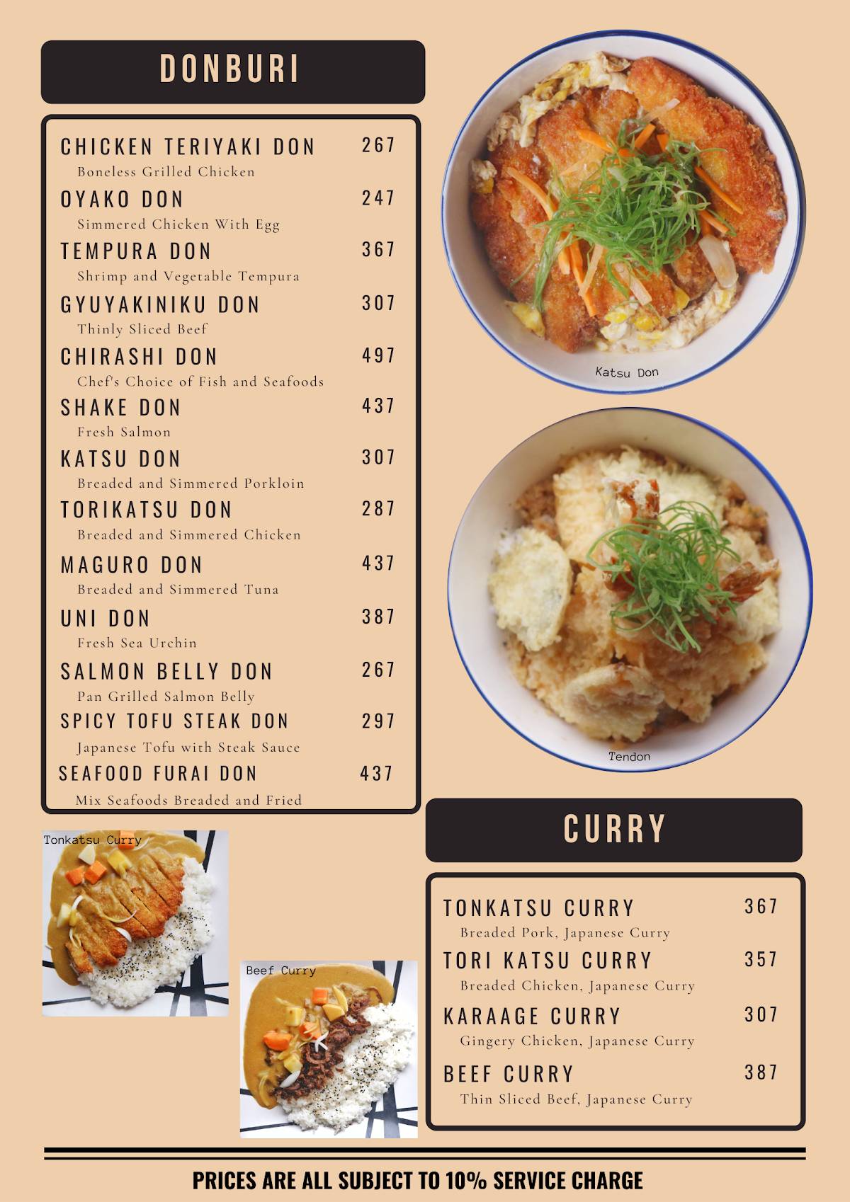 Menu at Shokudo Timog Restaurant, Quezon City