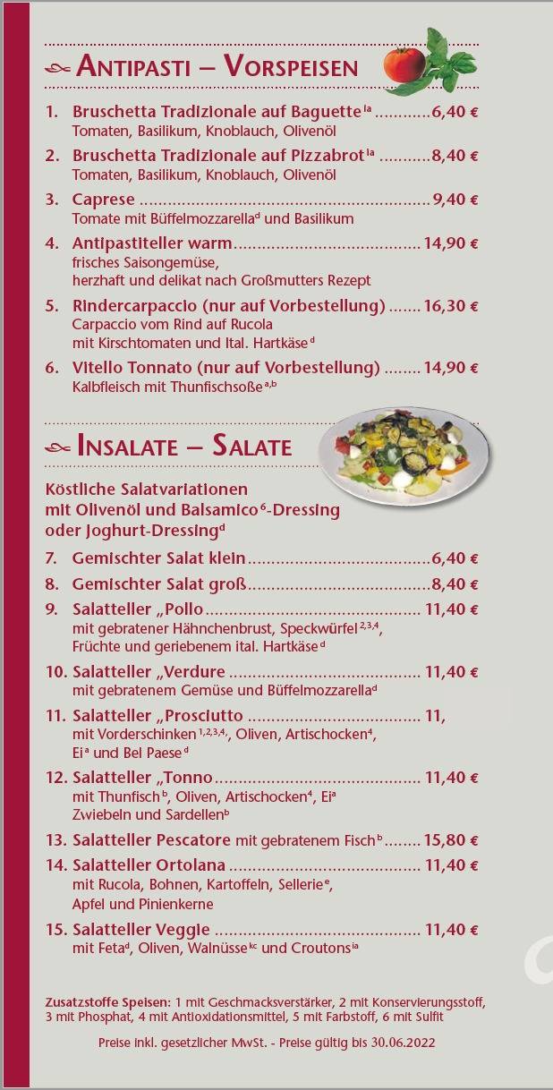 Speisekarte von Cucina Vendrame restaurant, Bad Abbach