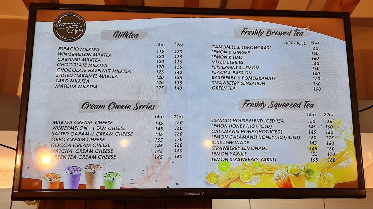 Menu at Espacio Cafe Banawe, Quezon City