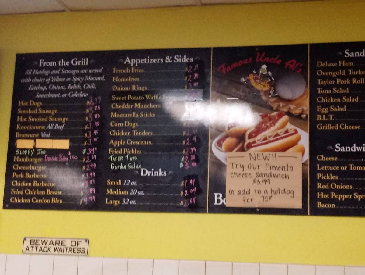Carta del restaurante Famous Uncle Al's Hotdogs & Fries, Virginia Beach ...