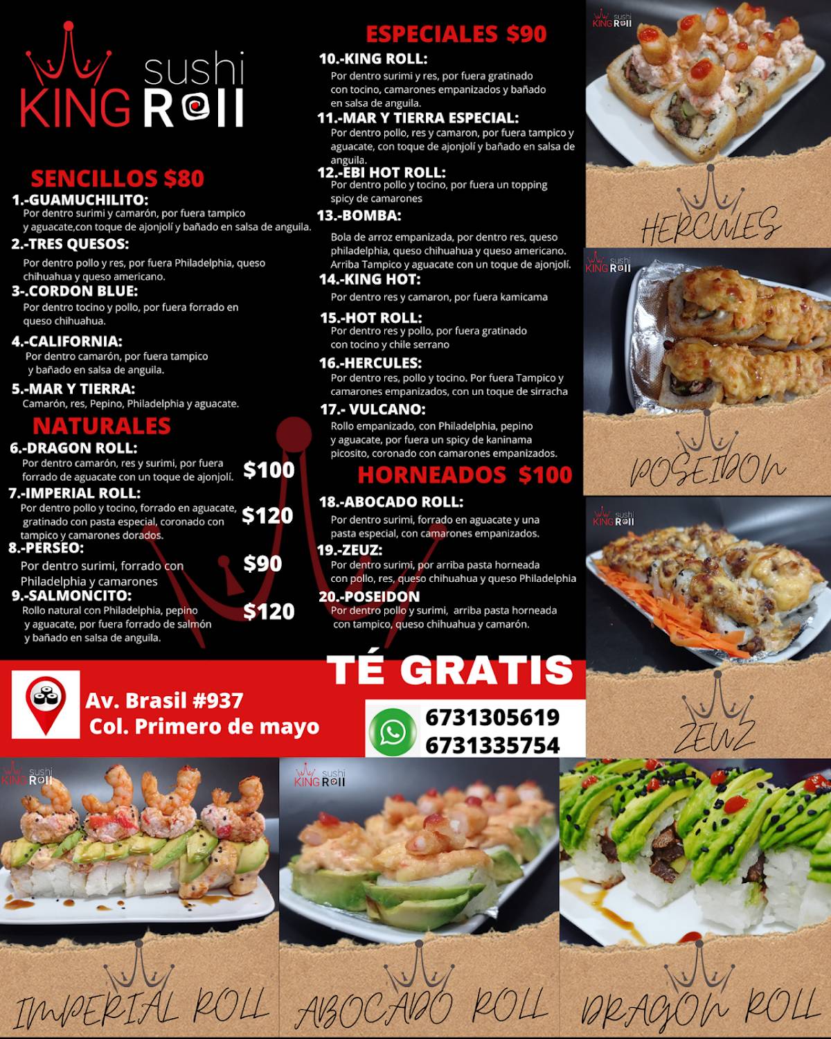 Menu at KING SUSHI ROLL restaurant, Guamúchil