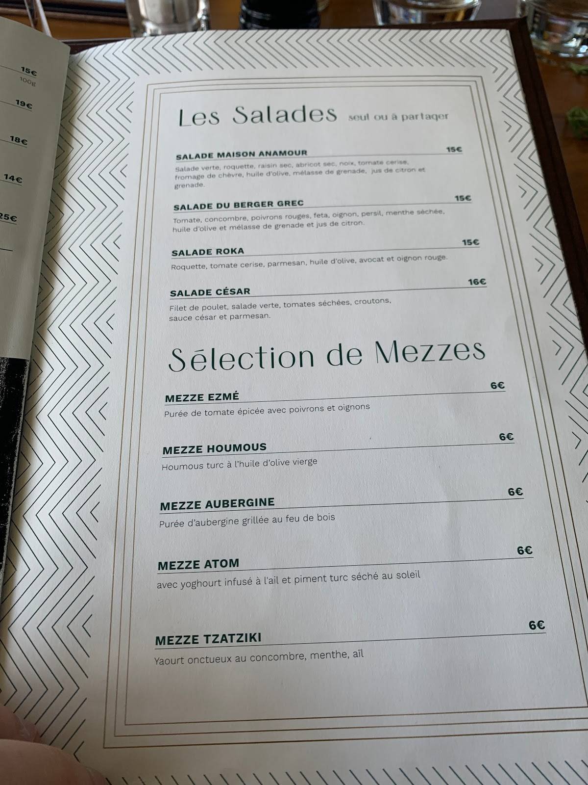 Maison Anamour Menu Prix