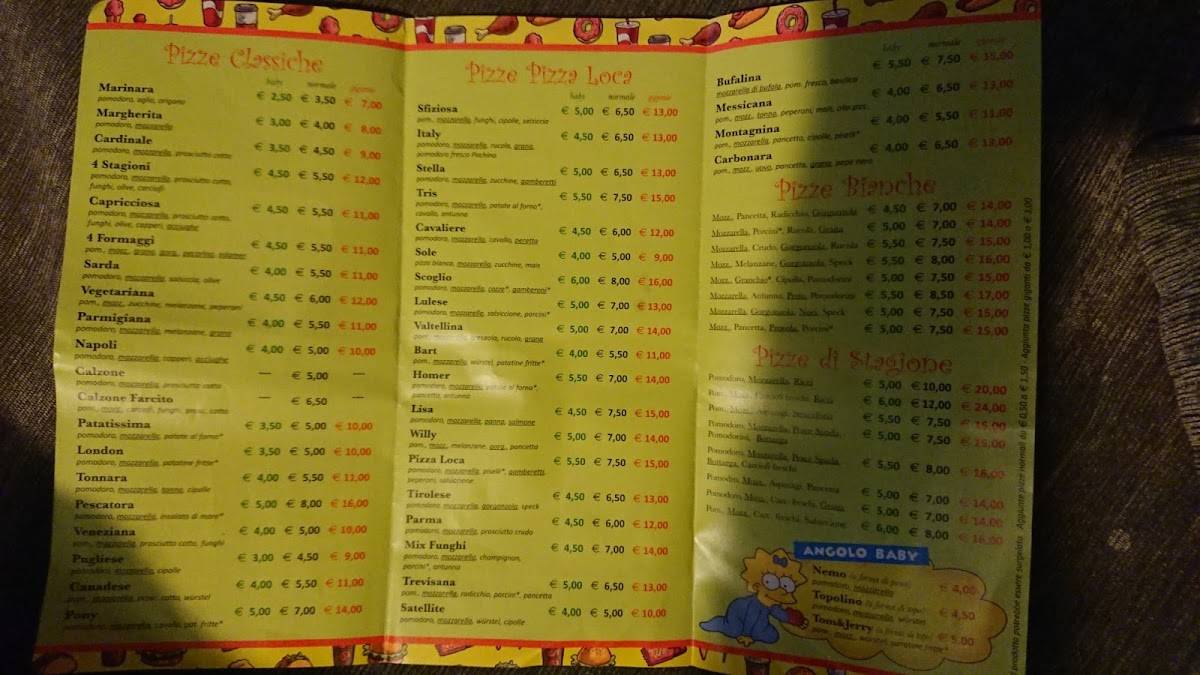 Menu da Pizzeria Paninoteca Pizza Loca di Sessinni Gian Luca, Porto Torres