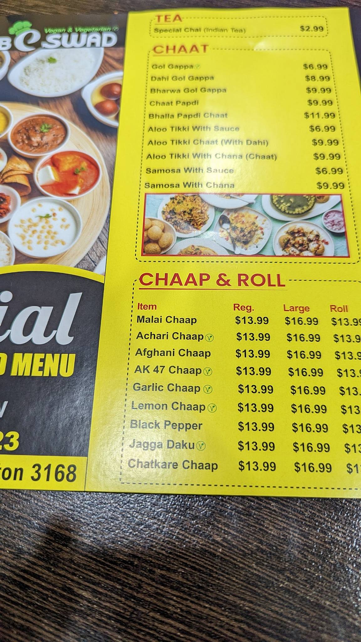 Menu at Sahib E Swad - Clayton Indian Street Food (Soya Chaap, Chaat ...