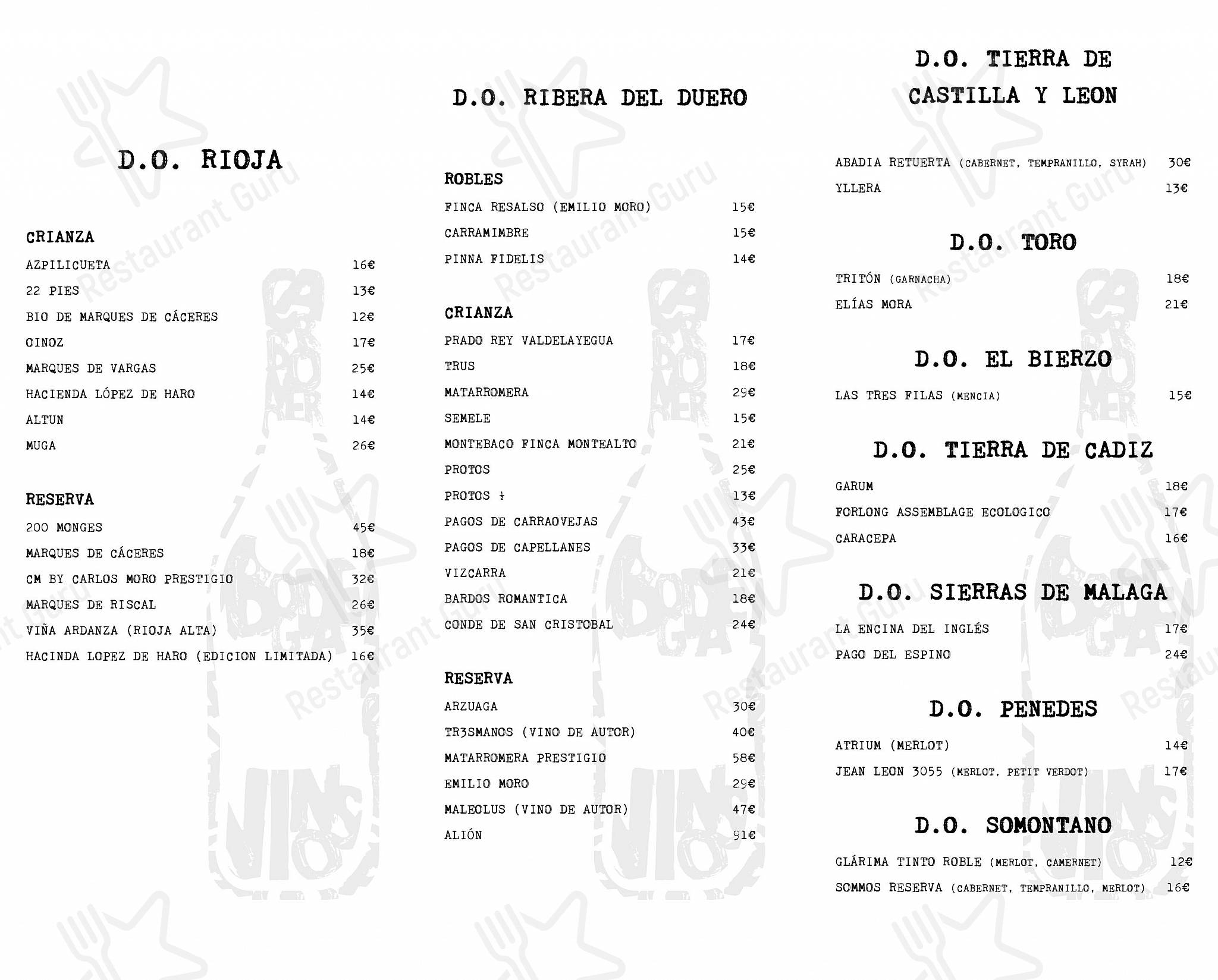 Menu at Restaurante Carboneros 27, La Línea de la Concepción