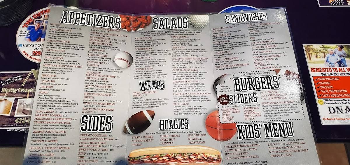 Menu at Ricks Sports Bar & Grill, Export