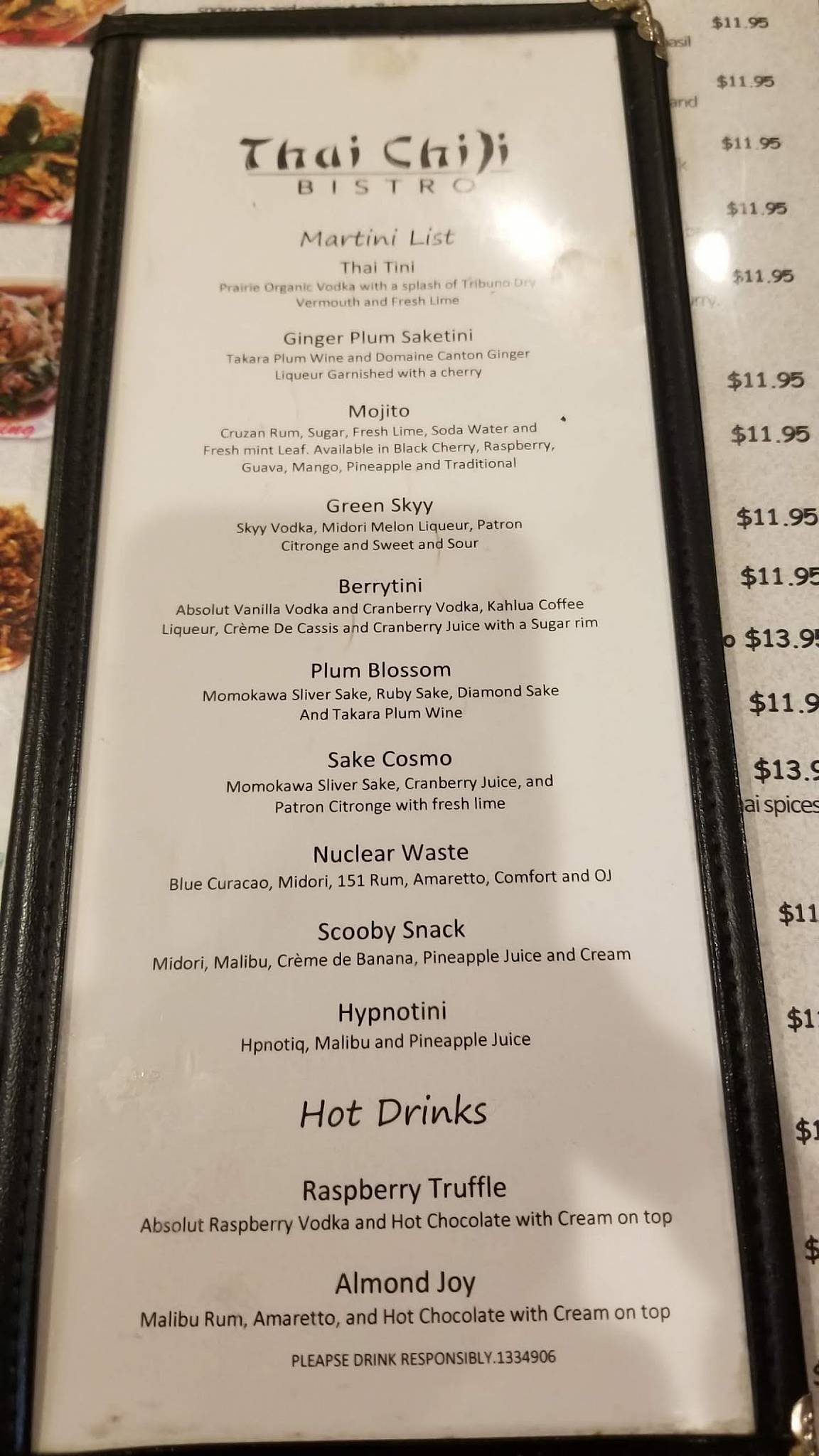 Menu at Thai Chili Bistro restaurant, Rifle