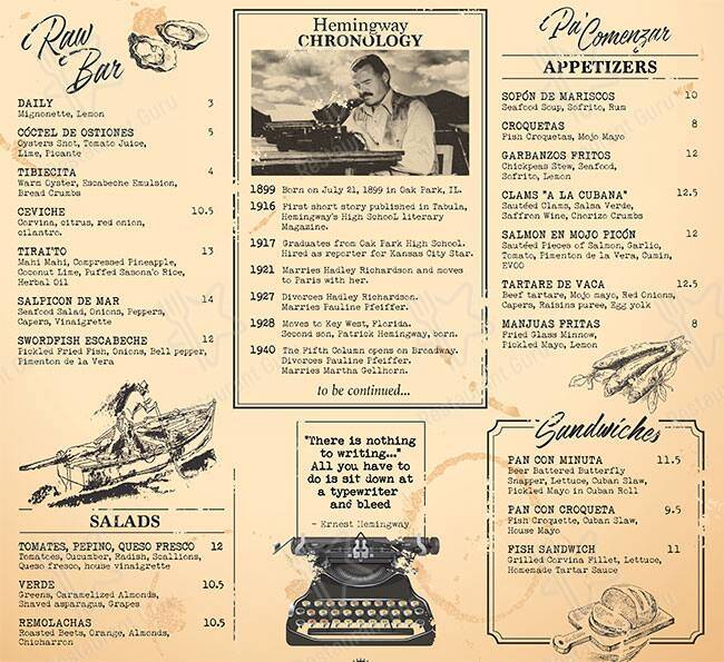Menu at Sala'o Cuban Restaurant & Bar Live music, Miami