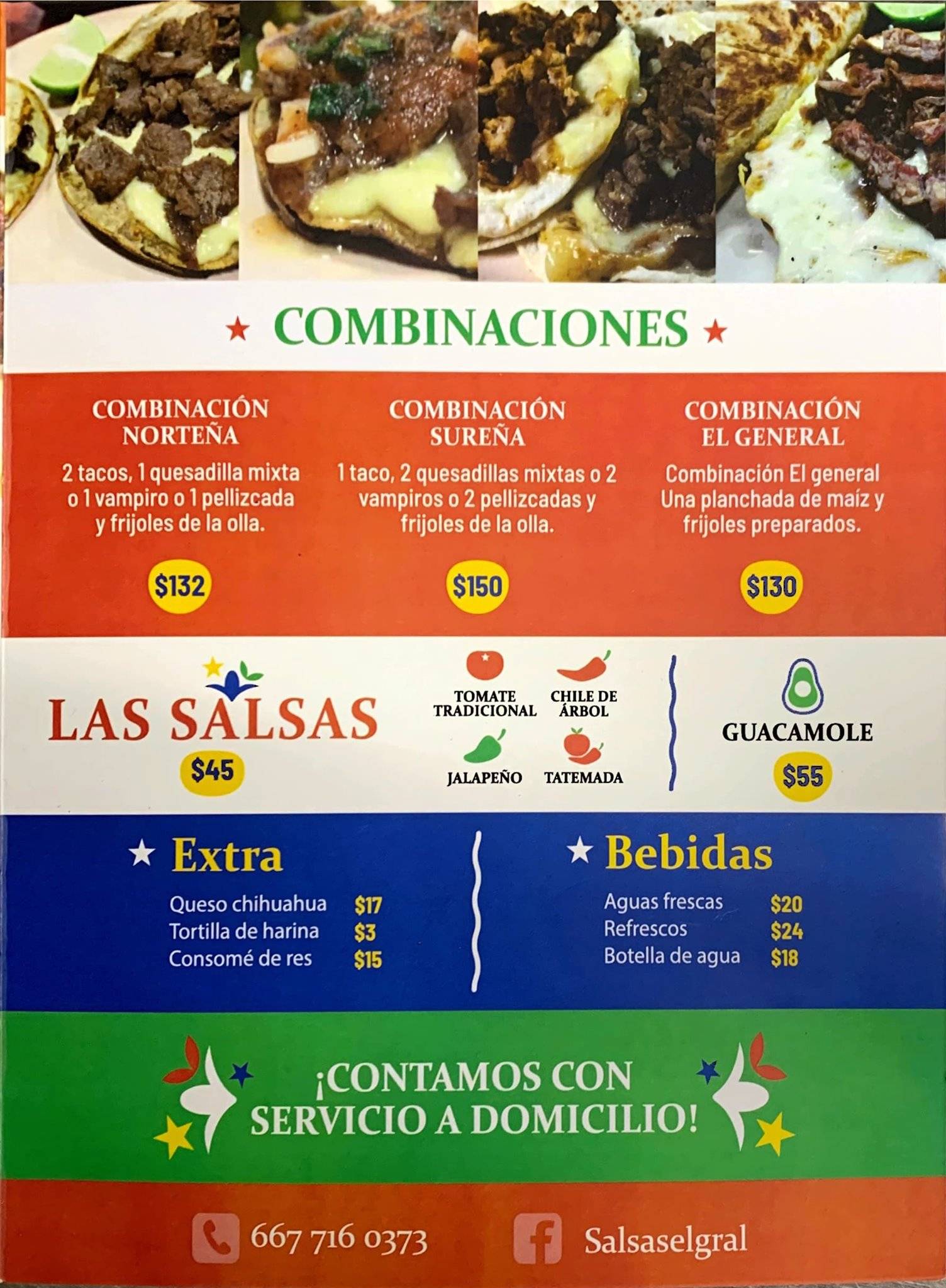 Carta del restaurante Salsas El General, Culiacán Rosales