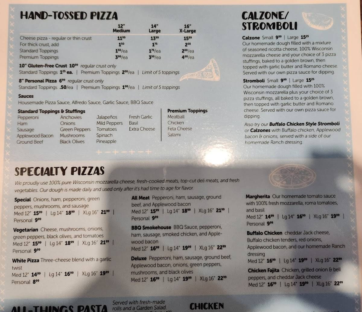 Menu at Sicily's Pizza, Pasta & Subs pizzeria, Blairsville