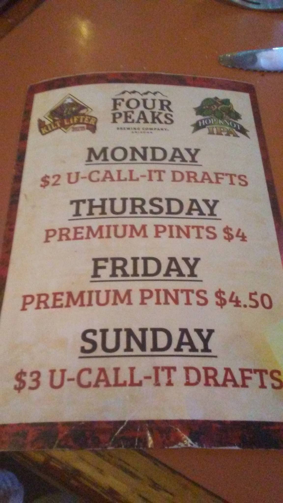 Menu at Simpleton's Restaurant and Bar, Mesa, E Broadway Rd c105