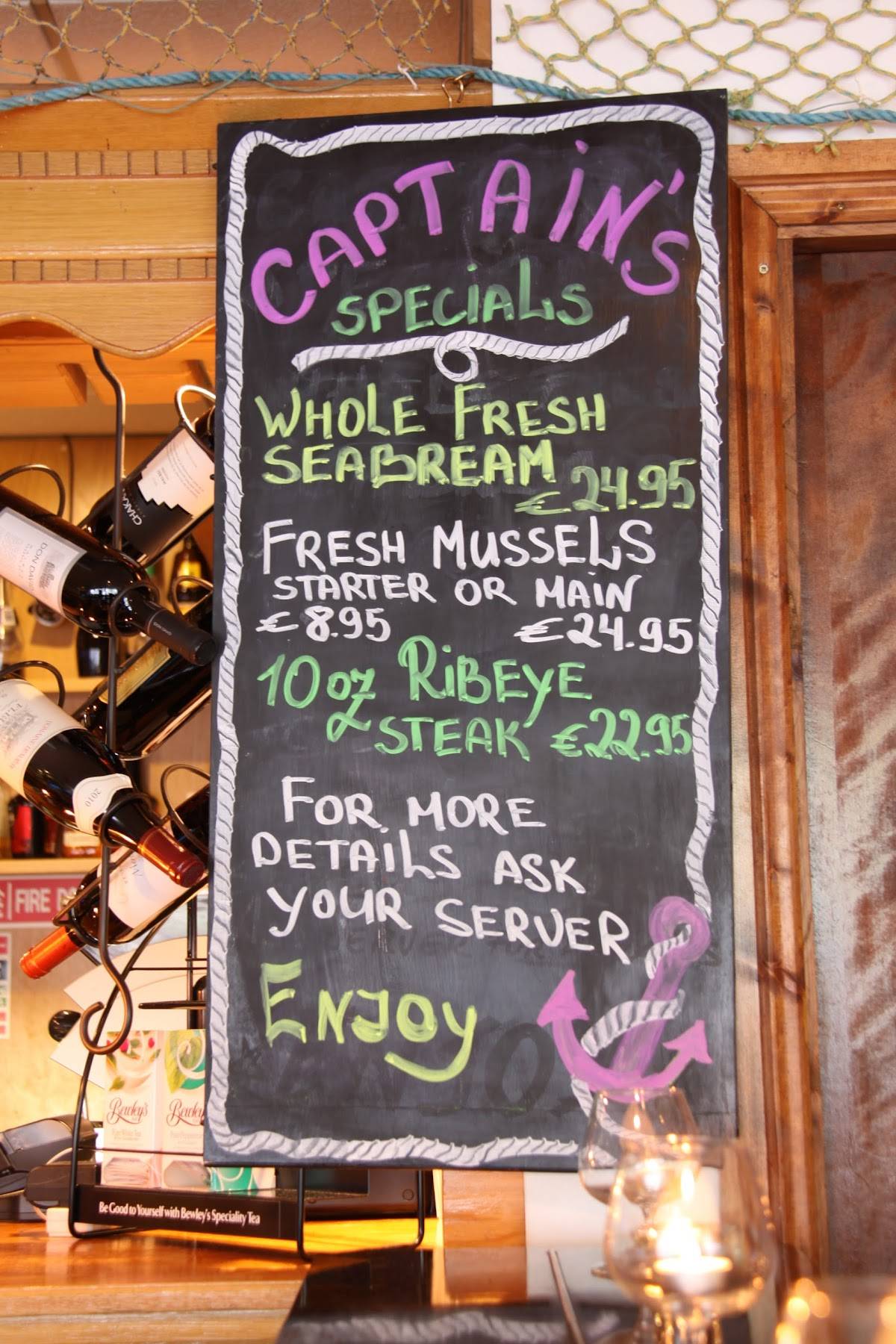 Menu at Captain House Restaurant, Tullamore