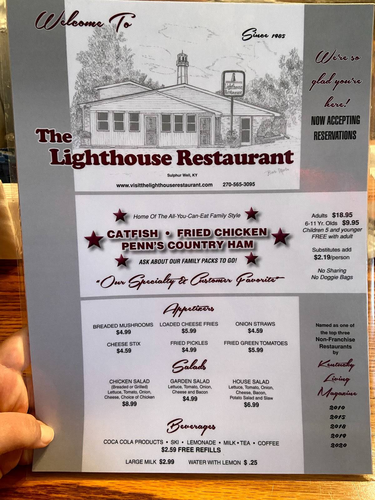 Menu at Lighthouse Restaurant, Sulphur Well Historic District, Sulphur