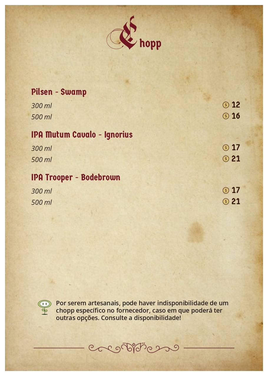 Menu Em Taverna Do Drag O Pub Bar Curitiba