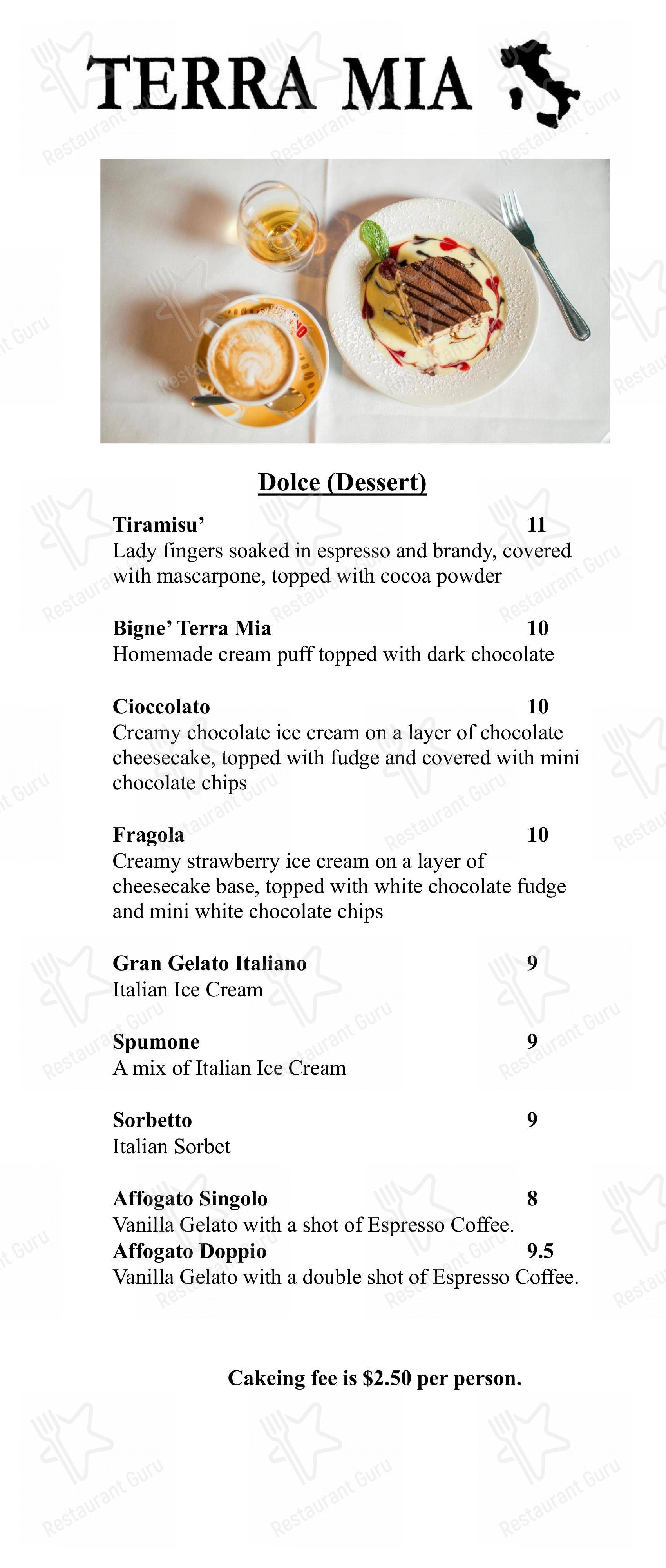 Menu at Terra Mia pub & bar, Livermore