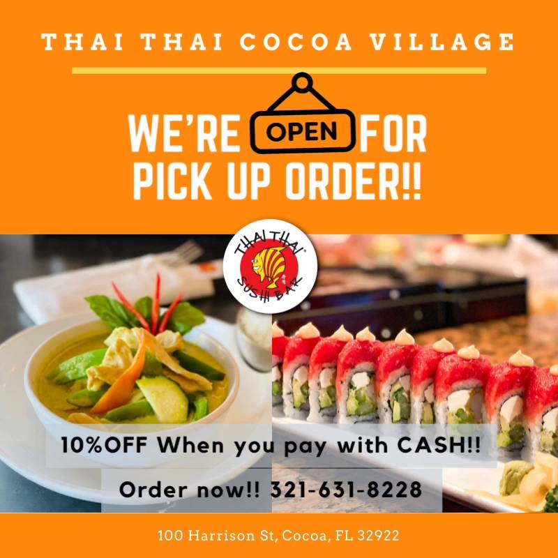 Menu at Thai Thai Cocoa Village restaurant, Cocoa