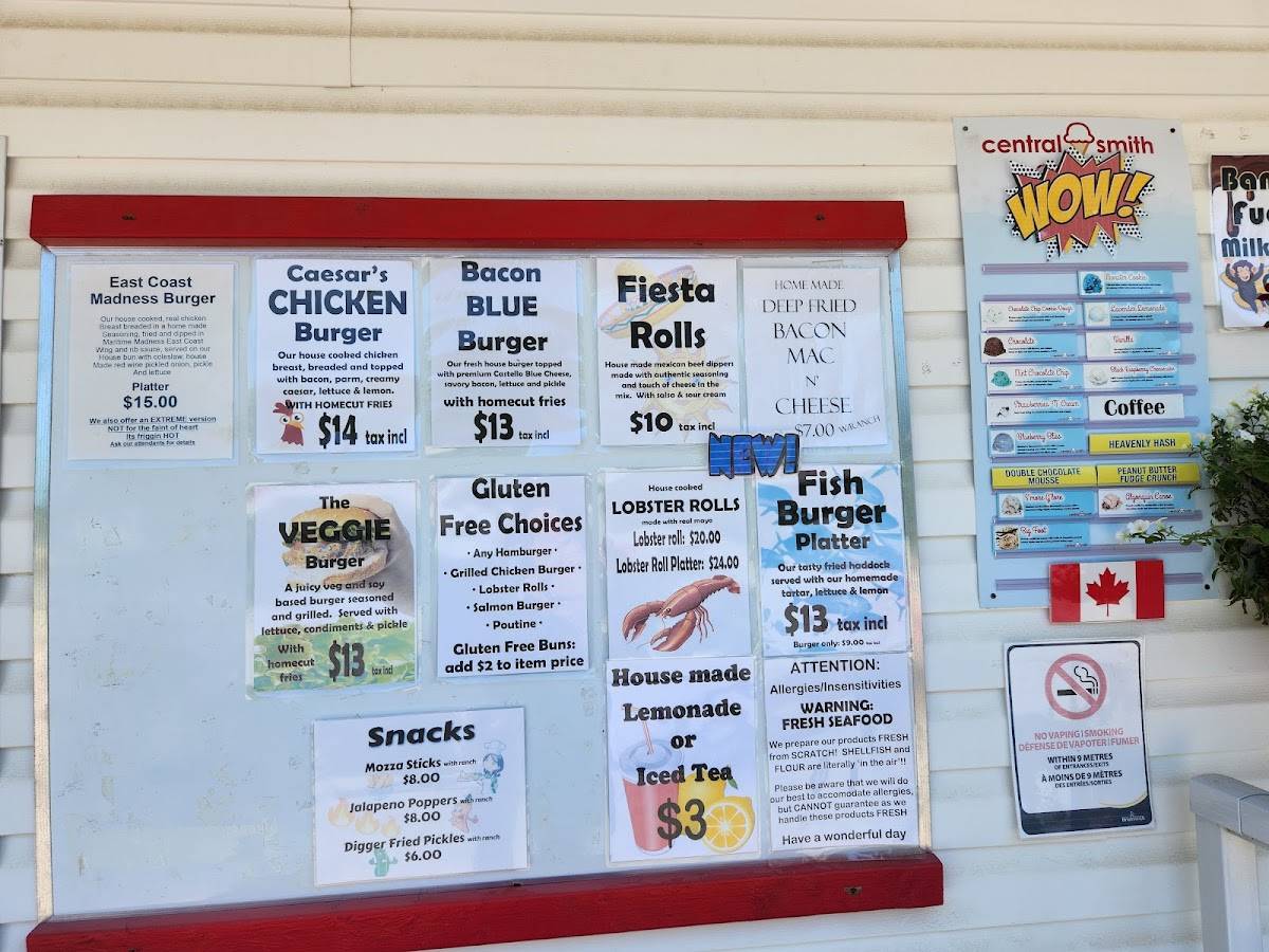 Menu at The Clam Digger restaurant, Chamcook, NB127
