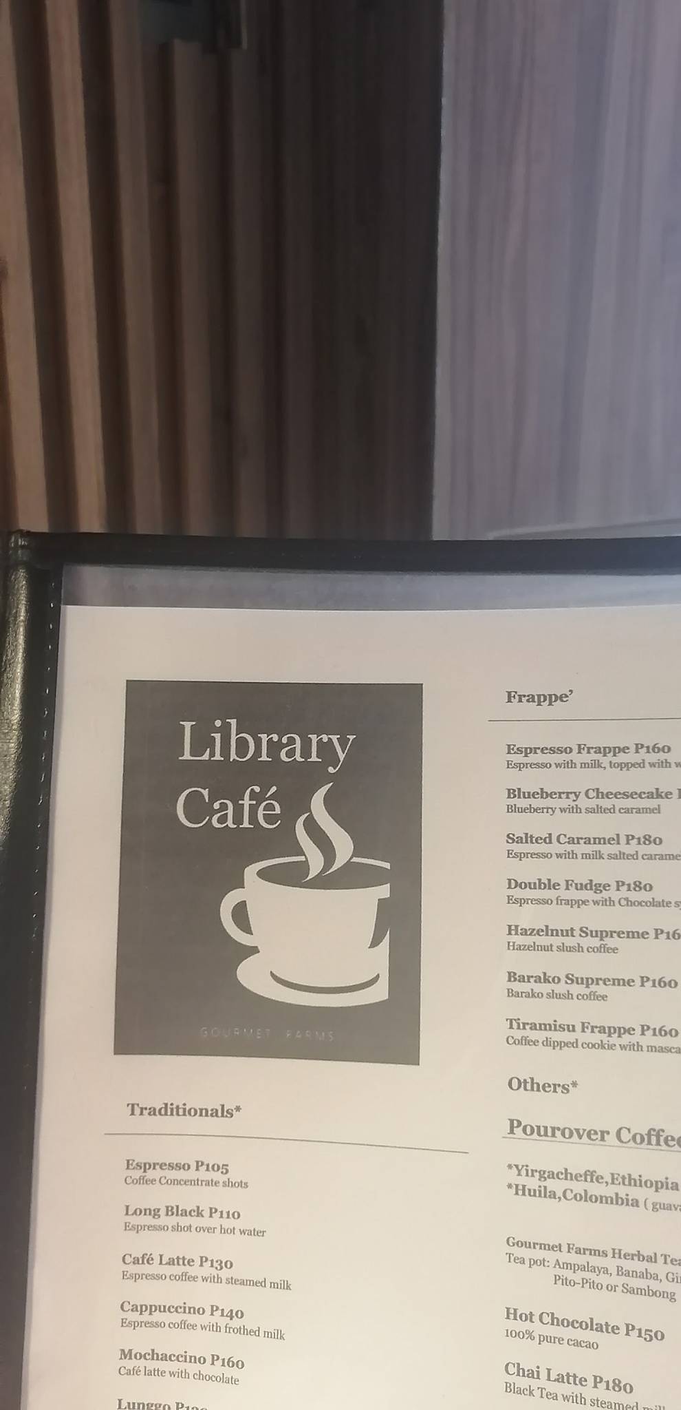 Menu at The Library Cafe by Gourmet Farms, Manila