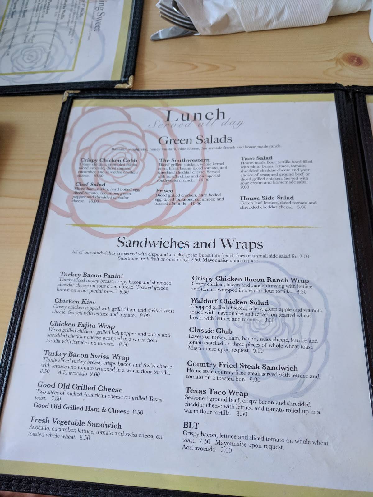 Menu at The Rose cafe, Pagosa Springs, 408 Pagosa St
