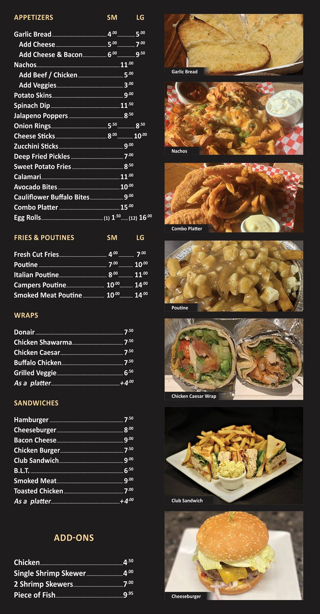 Menu at The South Glengarry Restaurant, South Lancaster