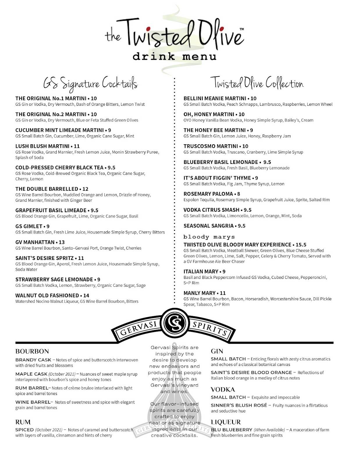 Menu at The Twisted Olive pub & bar, Green