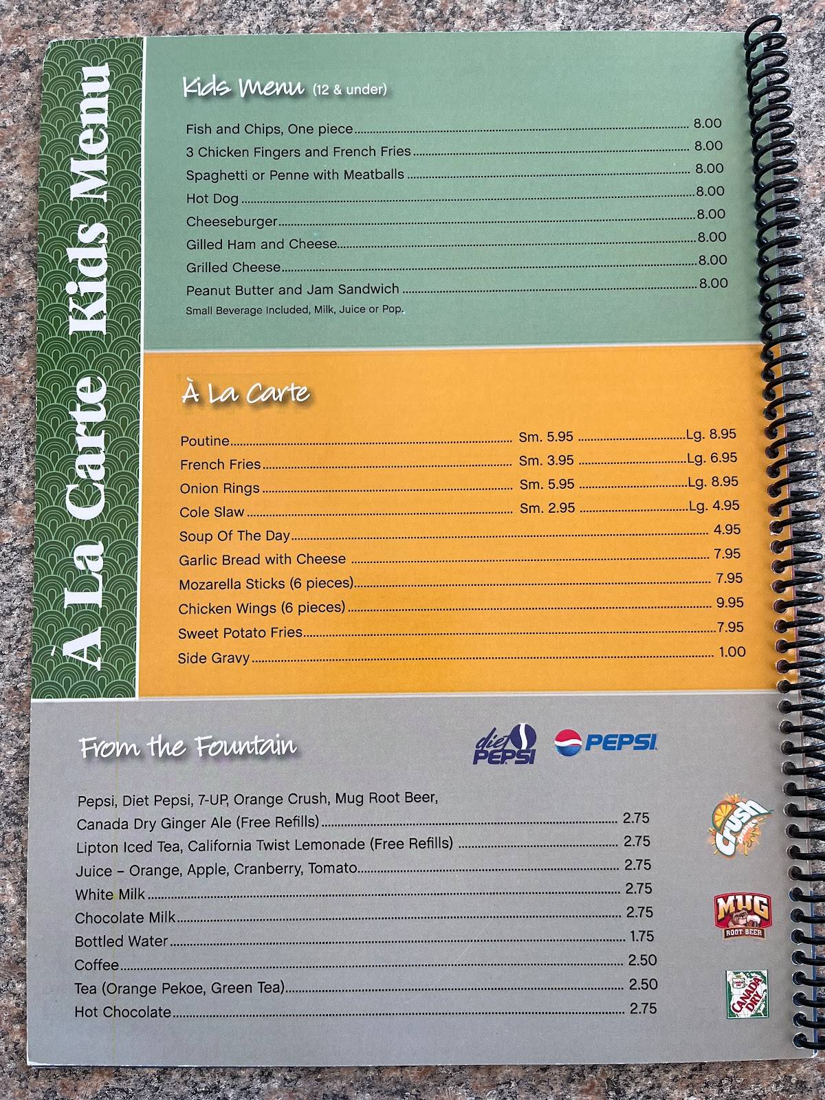 Menu at The Whistling Kettle restaurant, Tecumseh