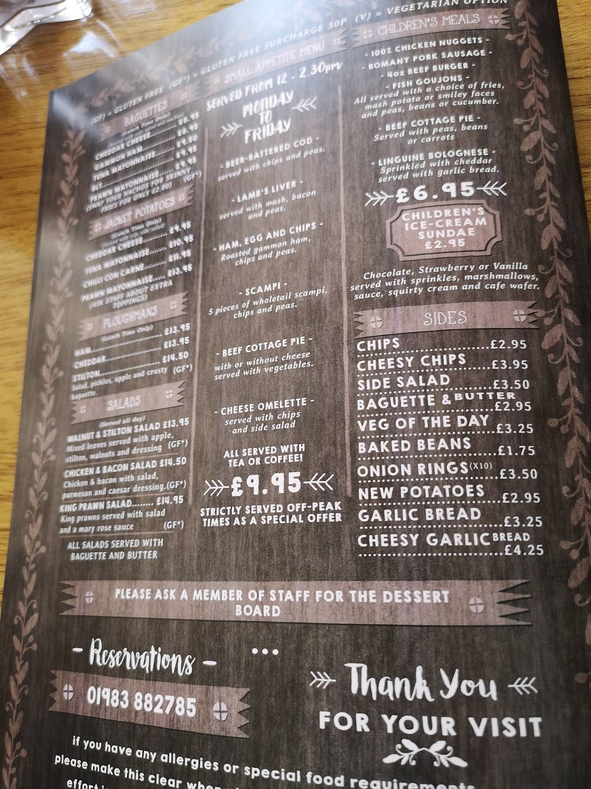 Menu at The Woodmans Arms pub & bar, Ryde, 119 Station Rd