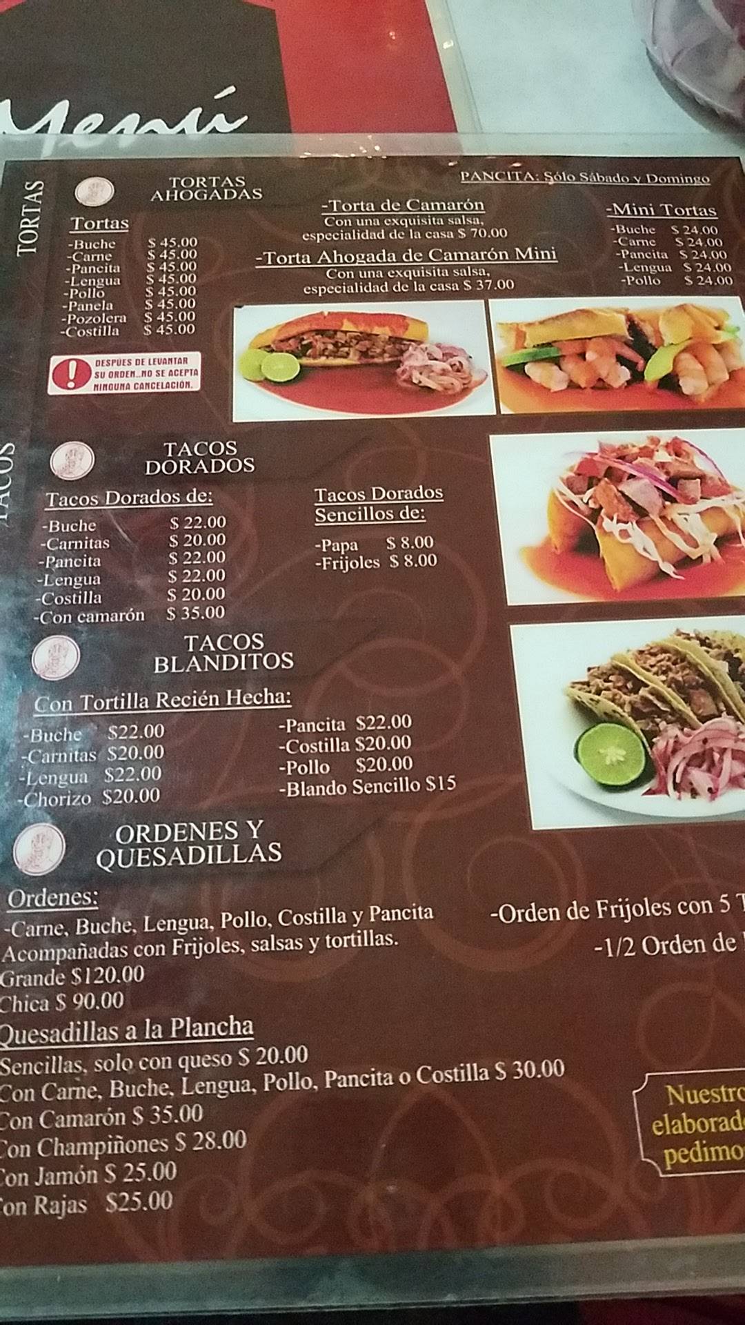 Carta del restaurante Tortas Ahogadas Hector, Guadalajara, C. Francisco
