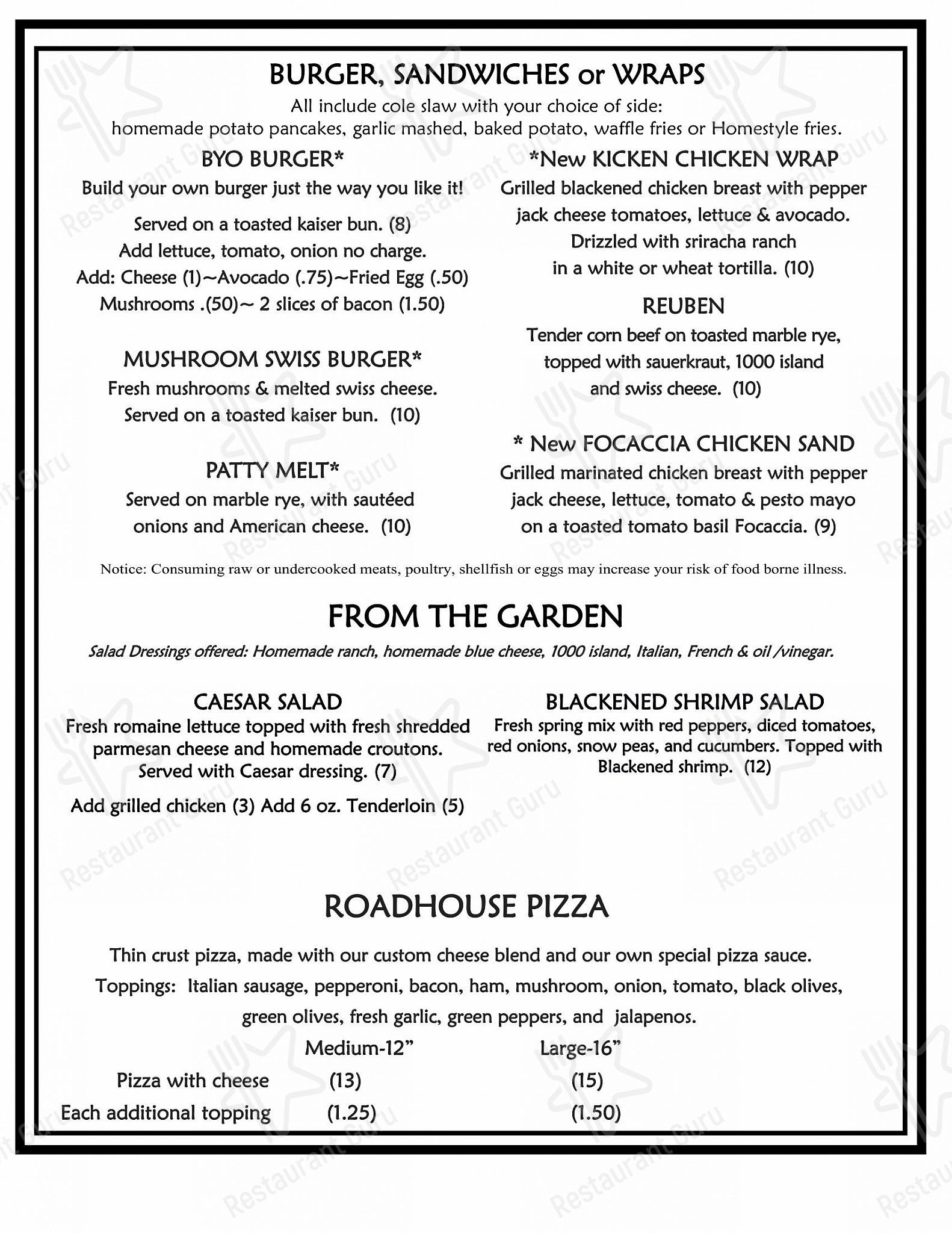 Menu at TinCAN Roadhouse pub & bar, Union Grove
