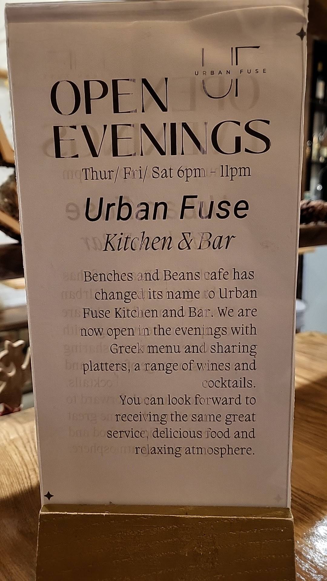 Menu at Urban Fuse Kitchen & Bar, Horsham