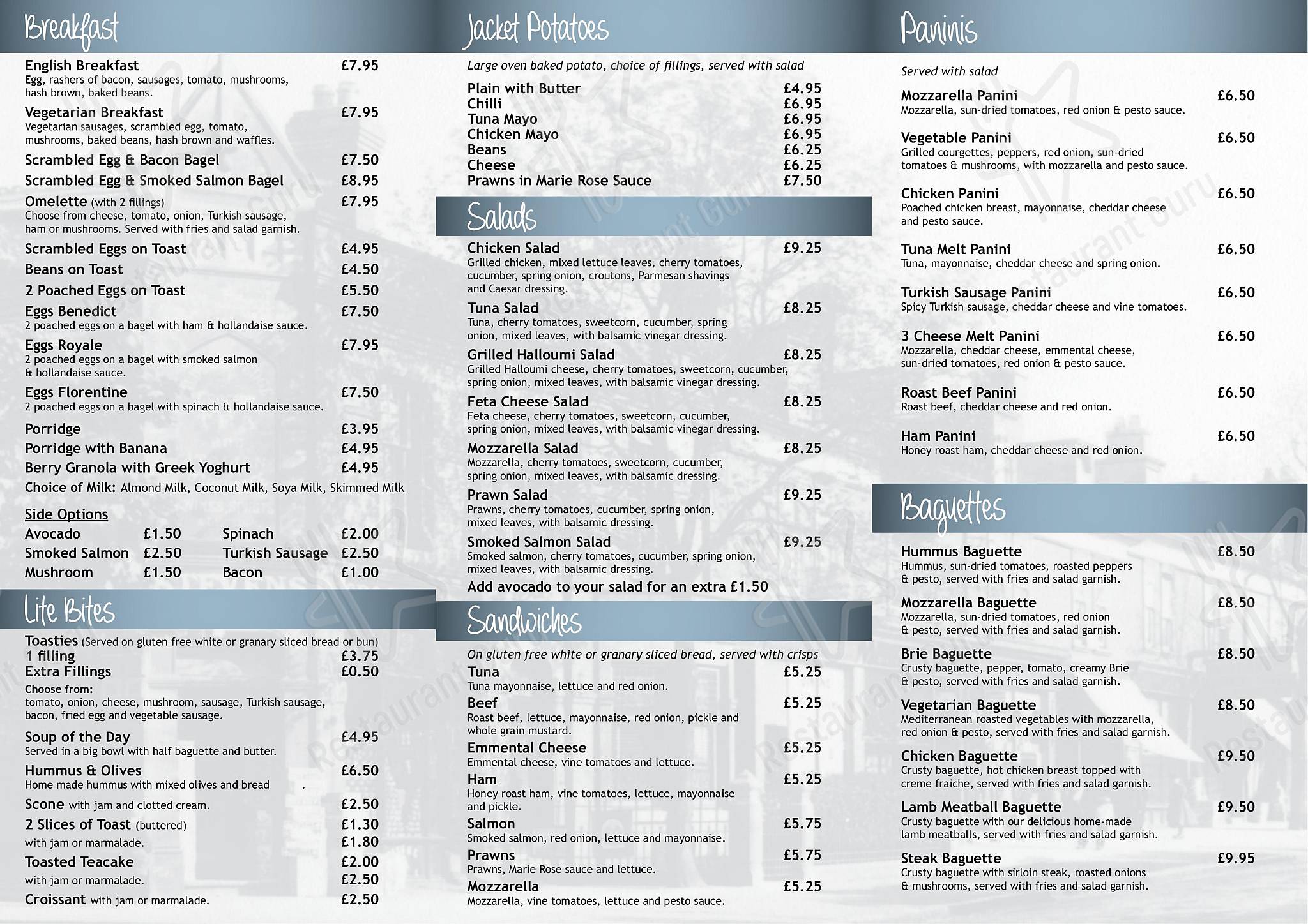Menu at Village Cafe, Alderley Edge