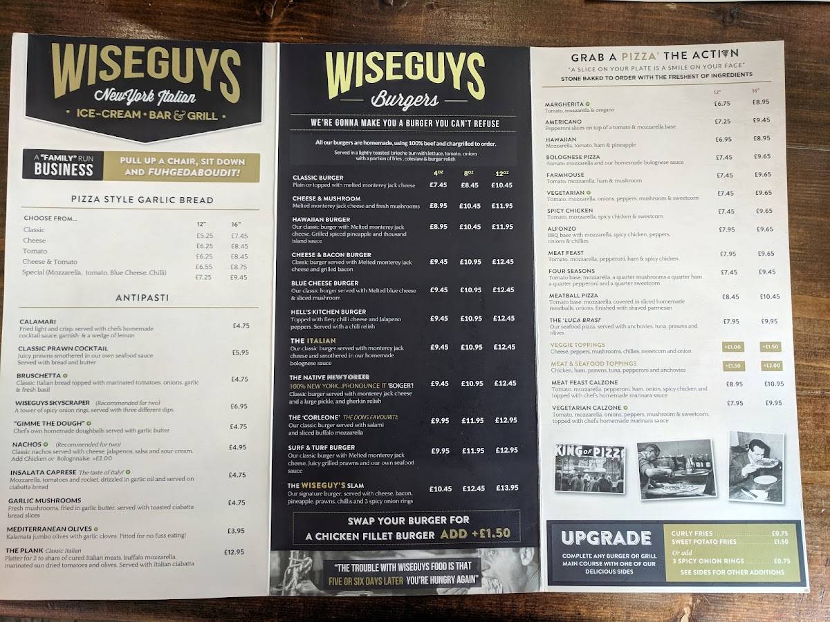 Menu At Wiseguys Restaurant Bridlington